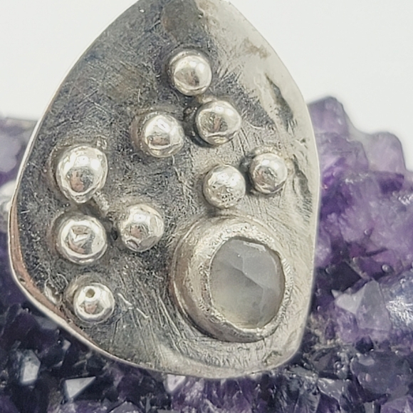 MOONSTONE RING HANDMADE IN STERLING SILVER METAL SIZE 6.5 - Picture 3 of 6